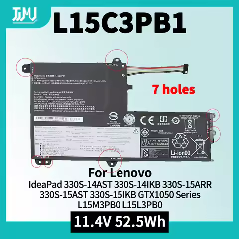 52.5Wh L15C3PB1 Laptop Battery for Lenovo IdeaPad 330S-14AST 330S-14IKB 330S-15ARR 330S-15AST 330S-1