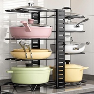 Multipurpose Pot Lid Rack Stainless Steel Kitchen Rack/ 8-slot Kitchen Rack/ Black Pot Rack Stackabl