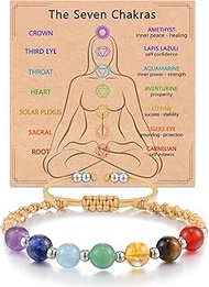7 Chakra Bracelets for Women, 8mm Healing Crystals and Stones Crystal Bracelet, Anxiety Relief Items