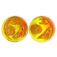 香奈兒 Coco Mark 耳環，山茶花，復古款，1997 年，樹脂鍍金，法國製造，綠色，97A，約 17 克，女士款 [二手]