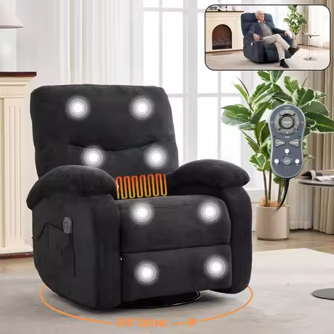 Power Lift Recliner Chair Massage Chair 360 Swivel Rocker Chair for Adults, 8 Vibrating Nodes