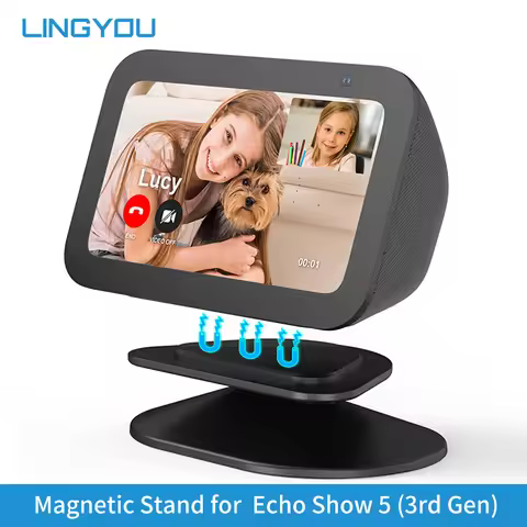 LINGYOU Adjustable Magnetic Stand for Echo Show 5 (3rd Gen) with Full Anti-Slip Base and Tilt Functi