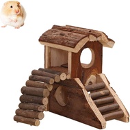 Hamster Wood House Hamster Hideout Hut for Dwarf Hamsters Mice Small Gerbils