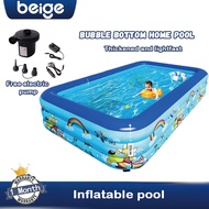 Beige Inflatable Swimming Pool Baby Pool Kolam Mandi Besar Murah Big Size Kolam 3 Rings Baby non-sli