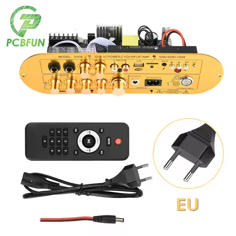 2.1-Channel D900 Digital Amplifier Board High Power Output 50W+50W+100W Bluetooth 5.0 AUX USB TF Sup
