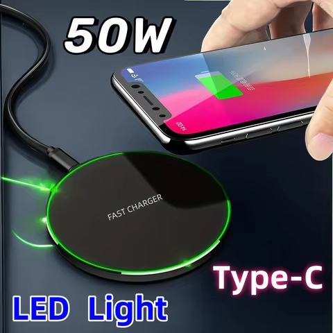 50W Wireless Charger For iPhone 14 13 12 11 Pro XS Max Mini XR Induction Fast Wireless Charging Pad 