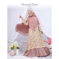 Promo ATTIN - Marwah Dress Gamis Motif Kombinasi Plisket Limited