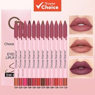 12 Set Pensel Bibir Berwarna 12 Warna Kalis Air, Lancar dan Susah Ditanggalkan Lip Liner Set Waterpr