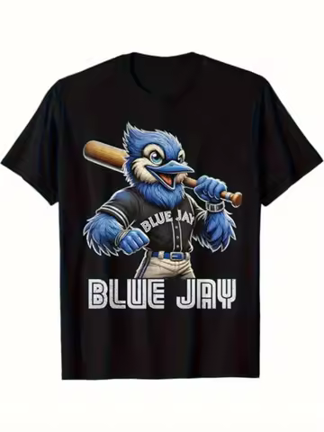 Allseason Apparel Mens & Womens Black Vintage Toronto Baseball Graphic T-Shirt - Retro Blue Jay Bird