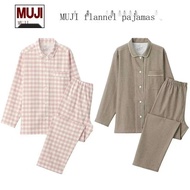 2023MUJI Muji MUJI Muji ชุดนอนผ้าสักหลาดชุดสูทผู้ชายและผู้หญิงของแท้ไม่มีตะเข็บด้านข้างแปรงฤดูใบไม้ร