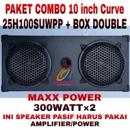 PAKET COMBO Speaker Curve 10 Inch Woofer 25H100SUWPP Plus Box 10 inch Double+Tutup 10inch + Siku Box