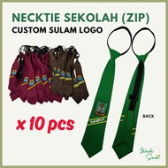 NECKTIE ZIP Min 10 pcs Sekolah Tali Leher Zip Sulam Logo Primary Secondary School Tie Student
