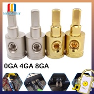 MYRONGMY Car Speaker Wire Terminal, 0GA 4GA 8GA Pure Copper Car Audio Connector,  Gold Silver Wire R