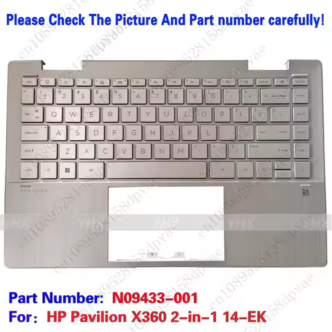 GYX For HP Pavilion X360 2-in-1 14-EK Palmrest Upper Case US Backlit KB N09433-001.