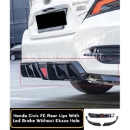 New Design Honda Civic Fc 2016-2021 Rear Lip Glossy Black With LED Brake Lamp No Need Modified Exhaust