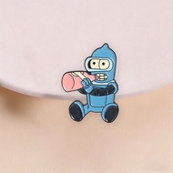 Futurama Anime Cartoon Robot Brooch Funny Baby Bender Enamel Pin Backpack Clothing Accessory