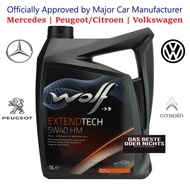 WOLF 5W40 Fully Synthetic Engine Oil (5L) Made in Belgium - With Mercedes / Peugeot / Citroen / Volkswagen Offical Approval