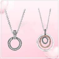 Authentic 925 Sterling Silver Necklace Two-tone Circles Pandora Necklace For Women Bead Charm Diy Fashion Jewelry