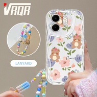 VRQR Dây buộc Kem + Hoa Vỏ điện thoại gợn kem cho itel P55 5G P661N P665L Power 55 5G