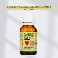 ChildLife Organic Vitamin K2 Drops Natural Berry For Child Alcohol Free Gluten Free  5 mcg 0.25 fl o