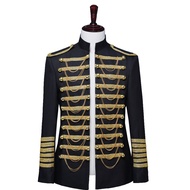 [Quick Shipment] Studio Men's Wear Host Nightclub DJ Black Inlaid Gold Chain European Court Performa
