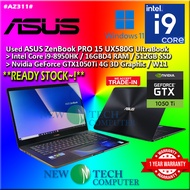 #AZ311 USED ASUS ZENBOOK PRO 15 UX580G intel i9-8950HK 16GBD4 512GB SSD Nvidia GTX1050Ti 4G GraphIc 