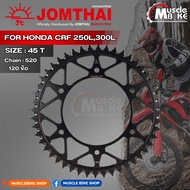 Rear Sprocket For CRF 45 Teeth Jomthai Black Steel Type CRF250L/CRF300L RALLY250/RALLY300.