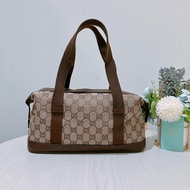 TK1972 Gucci 古馳復古經典花紋手拿包包 Vintage GG Jacquard Handbag Canvas Brown