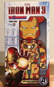 《全新現貨圓貼未開》400% bearbrick iron man mk42 damage 戰損 鐵甲奇俠