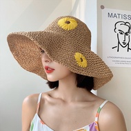 cute hat woman cap woman Summer Japanese Sweet Straw Hat Women Foldable Sunscreen Beach Hat Hand Emb