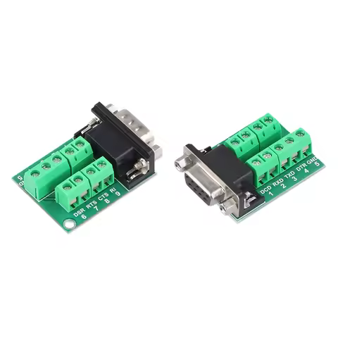 D-SUB 9 Pin Serial To Terminal Black+Green DB9 RS232 Breakout Board Cable Female Connector Adapter S