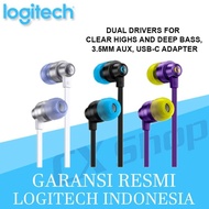 Logitech G333 In-Ear Gaming Earphones with Type C Adapter