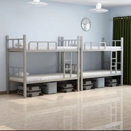 Double Decker Bed Frame Double Bed Loft Bed High Low Steel Staff Dormitory High and Low School Iron Bed Industrial Bed Bunk Bed Iron Bed Home School Dormitory Bunk Bed