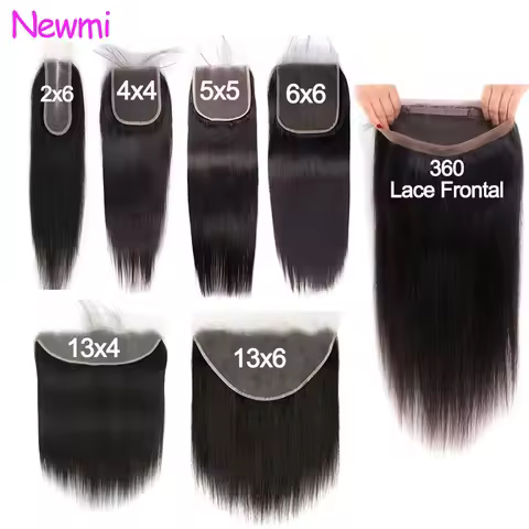 Newmi Straight 13x6 Lace Frontal Only 2x6 4x4 5x5 6x6 Lace Closure Transparent 360 Lace Closure Braz