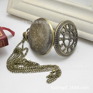 European American Retro Roman Hollow Large Number Pocket Watch Large Quartz Watch Gift Pocket Watch 