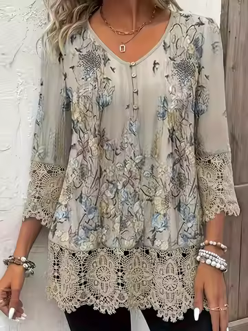 Plus Size Fashion Loose Shirt Woman Elegant Woman Shirt Printed Casual Woman Shirt Holiday Weekend T