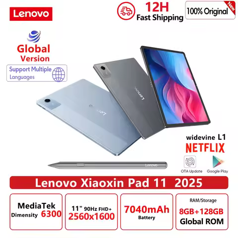 Original Lenovo Xiaoxin Pad 11 Global ROM 8 128GB ROM MediaTek Dimensity 6300 11" 2.5K Screen 7040mA