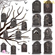 SEOUL 16pcs Halloween Tombstone Pendant, Mini Scary Graveyard Tombstone Signs, Tombstone Decorations