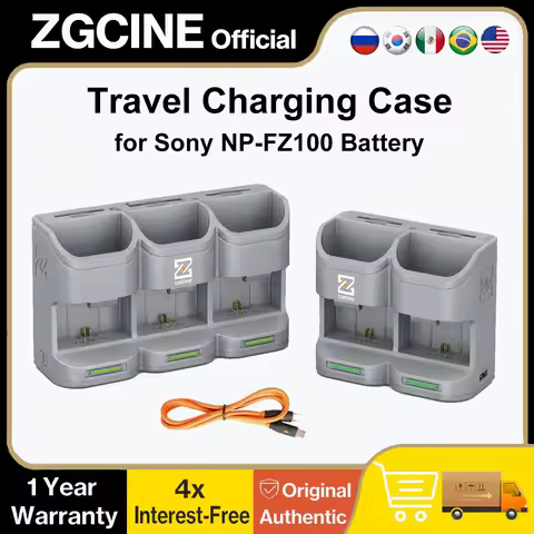 ZGCINE NP-FZ100 Battery Charging Case USB-C PD Fast Charging 2h Full Charge 2/3 Slots for Sony A7IV 