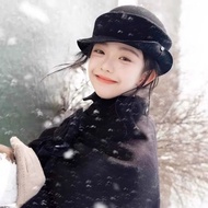 1PCS Black Daughter Hat Womens New Autumn and Winter British Top Hat High-end Versatile Equestrian H