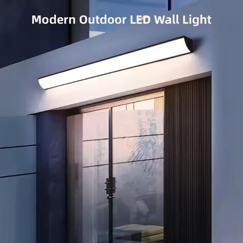 Long Wall Light Outdoor Waterproof Modern Long Strip LED Lighting Motion Sensor Garden Villa Porch C