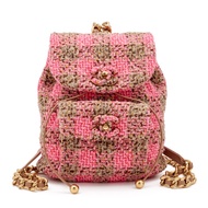 Chanel Pink and Beige Wool Tweed Duma Backpack Gold Hardware, 2022