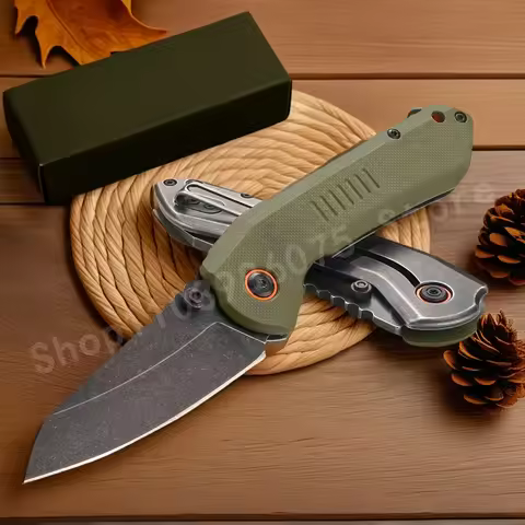 CR Overland 6280 Green Folding Knife with 8Cr13Mov Blade and G10 Handle - Camping Portable EDC Multi