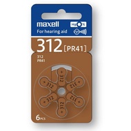 6 PIECESMAXELL HEARING AID 312 (PR41) HEARING BATTERY