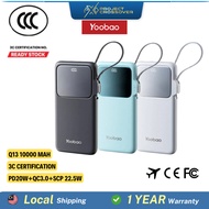 Yoobao 3C Powerbank 20W Fast Charge 10000mAh Built in Cable  with Digital Display (PD/QC3.0/SCP) Q13