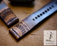 Dây Da Đồng Hồ Da Bò Thật Bản Bền Đẹp Da Bò Thuộc Bằng Thảo Mộc RAM Leather Simple Trống Đồng Medium