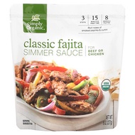 Simply Organic, Organic Simmer Sauce, Classic Fajita, For Beef or Chicken, 8 oz (227 g)