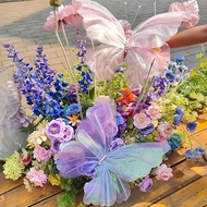 1pc 3D Silk Flower Aisle Runner Pearl Butterfly Wedding Decor for Home Party Decoration