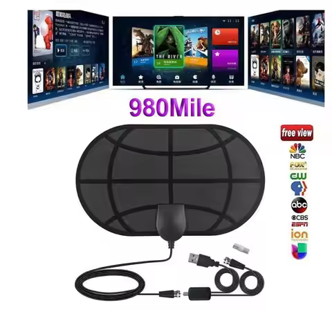 4K 25DB High Gain HD TV DTV Box Digital TV Antenna 980 Miles Booster Active Indoor Aerial HD Flat De