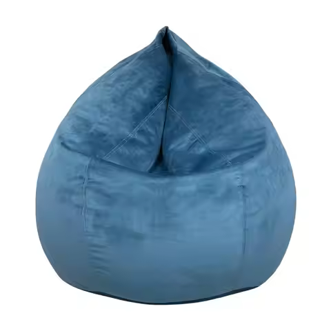 Teardrop Bean Bag Chair Ultra Soft Double Stitched Easy Clean Velvet Blue Filled,Customized